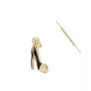 COLLIER CHAINE ET PENDENTIF FEMME 18K CHAUSSURE NOIR